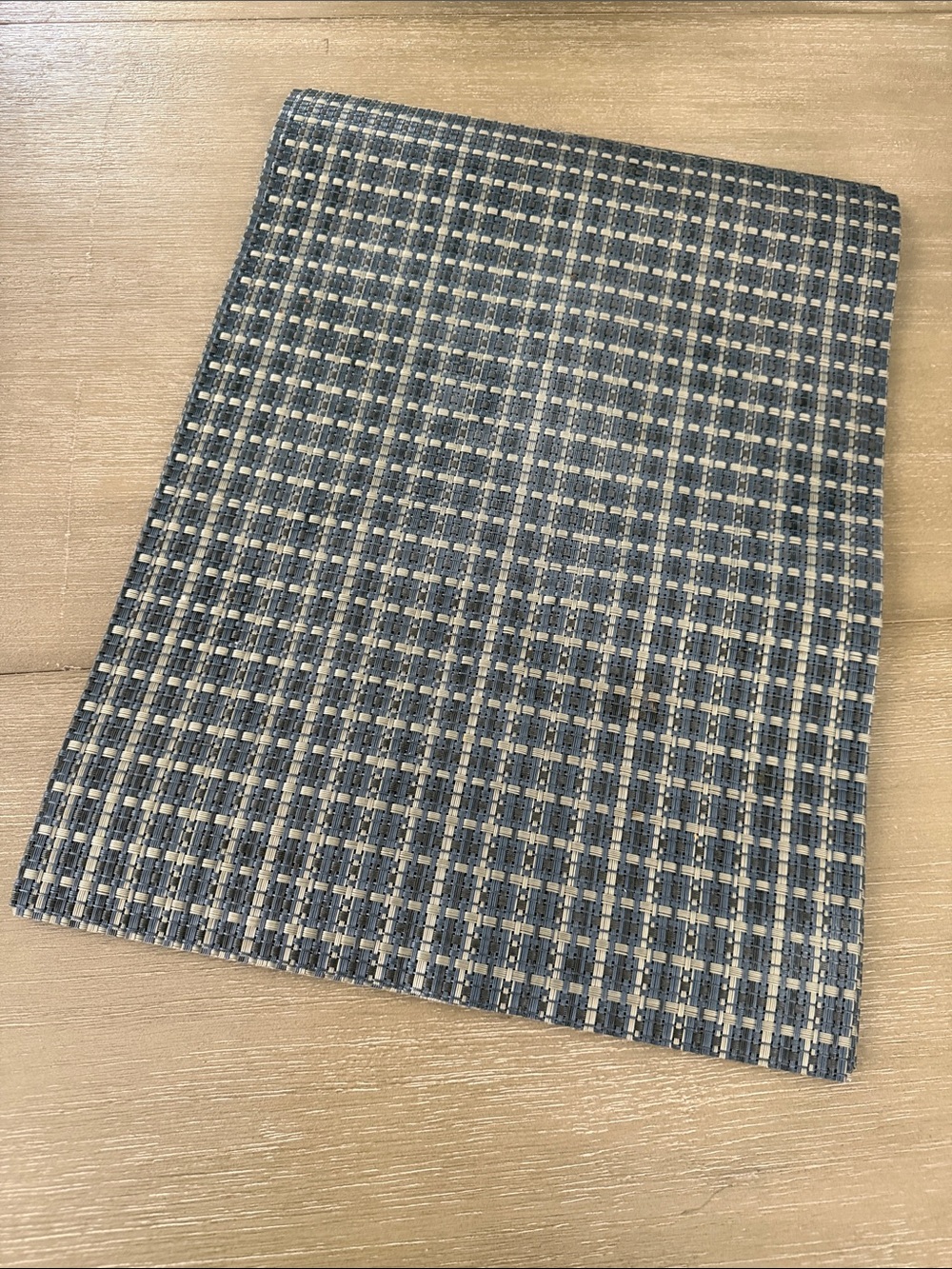 Plaid Blue & Cream Woven plastic placemats